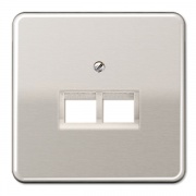 Накладка 2-ая компьютерной/телефонной RJ45/RJ11 розетки наклонная Jung CD Платина