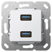 Разъем USB 3.0 A 2 местн. удлинитель Gira белый глянцевый