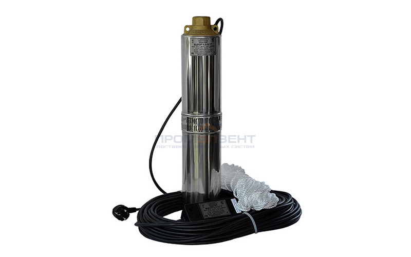 Насос скважинный Водолей БЦПЭУ 0,5-63 У (1,27 кВт, однофазный, Qmax 1,8 л/мин, Hmax 90м, кабель 63м)
