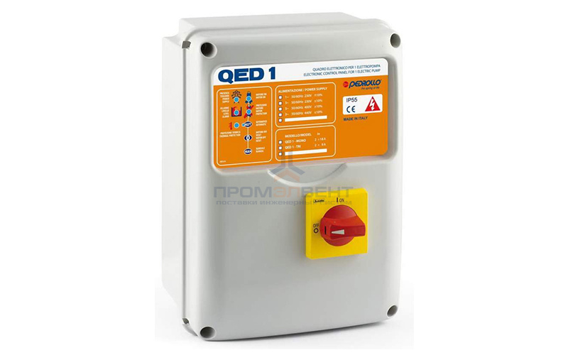 Пульт управления Pedrollo QED 1-TRI - 0,55-3,7 кВт (трехфазный, 2-8 А)