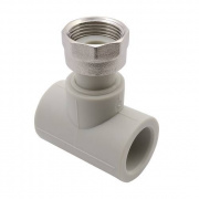 Тройник с переходом на накидную гайку FV-Plast - 32 x 3/4" (для полипроп.труб, цвет серый)