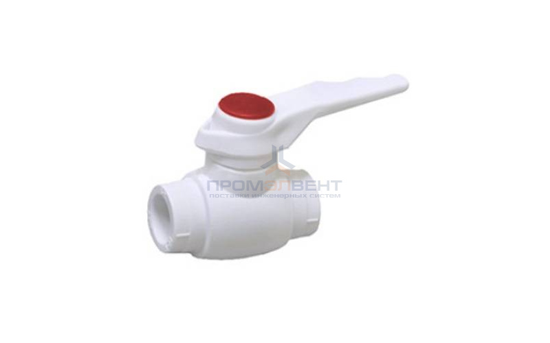 Кран шаровой Fusitek - 50 (Пайка/Пайка, ручка-рычаг белая с красной меткой)