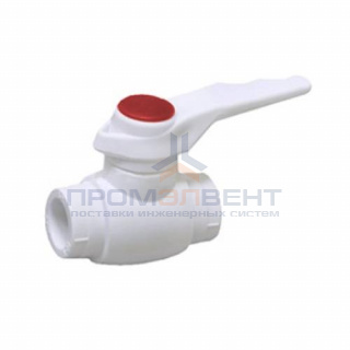 Кран шаровой Fusitek - 50 (Пайка/Пайка, ручка-рычаг белая с красной меткой)