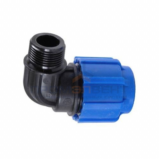 Переход на наружную резьбу угловой Политэк - 25 x 1" (винтовой, для труб ПНД)