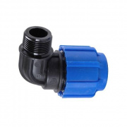 Переход на наружную резьбу угловой Политэк - 50 x 1"1/2 (винтовой, для труб ПНД)