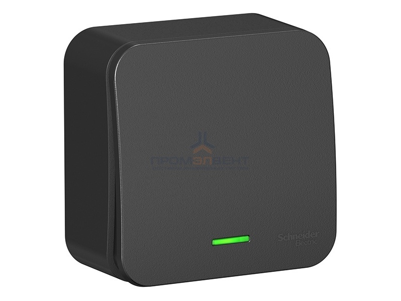 Переключатель 1-клавишный с подсветкой (cх.6) Blanca Schneider Electric 10А 250В антрацит и.пластина